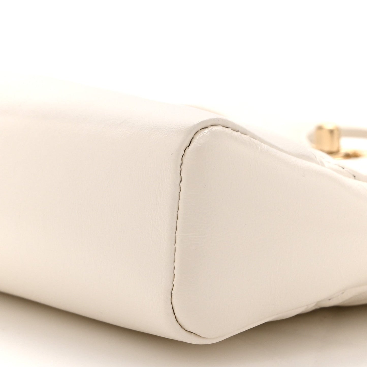 Shiny Lambskin Quilted Mini 31 Shopping Bag White