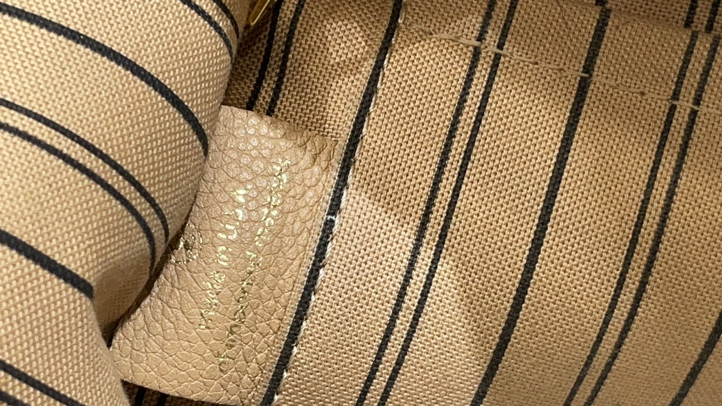 LOUIS VUITTON Pont Neuf MM Monogram Empreinte Leather Shoulder Bag Beige