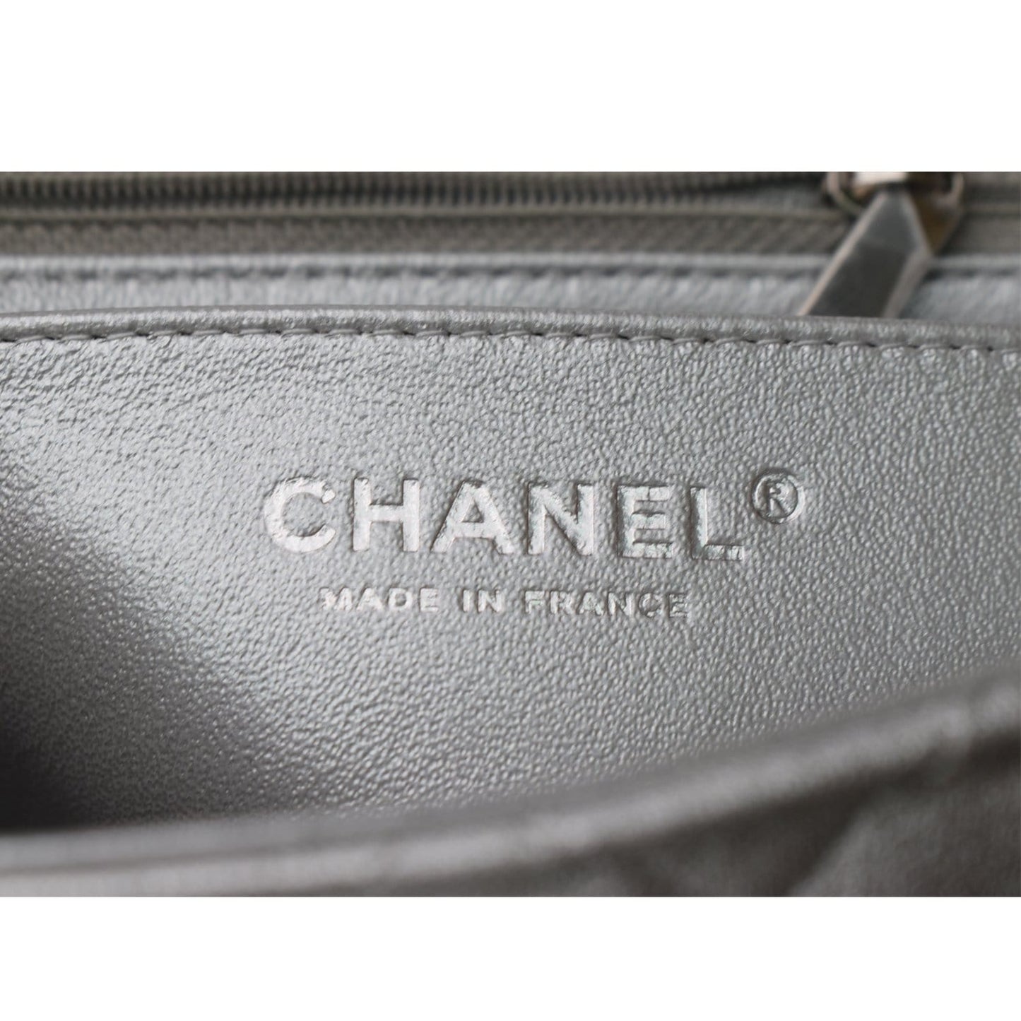 CHANEL Mini Square Flap Quilted Leather Shoulder Bag Metallic Silver
