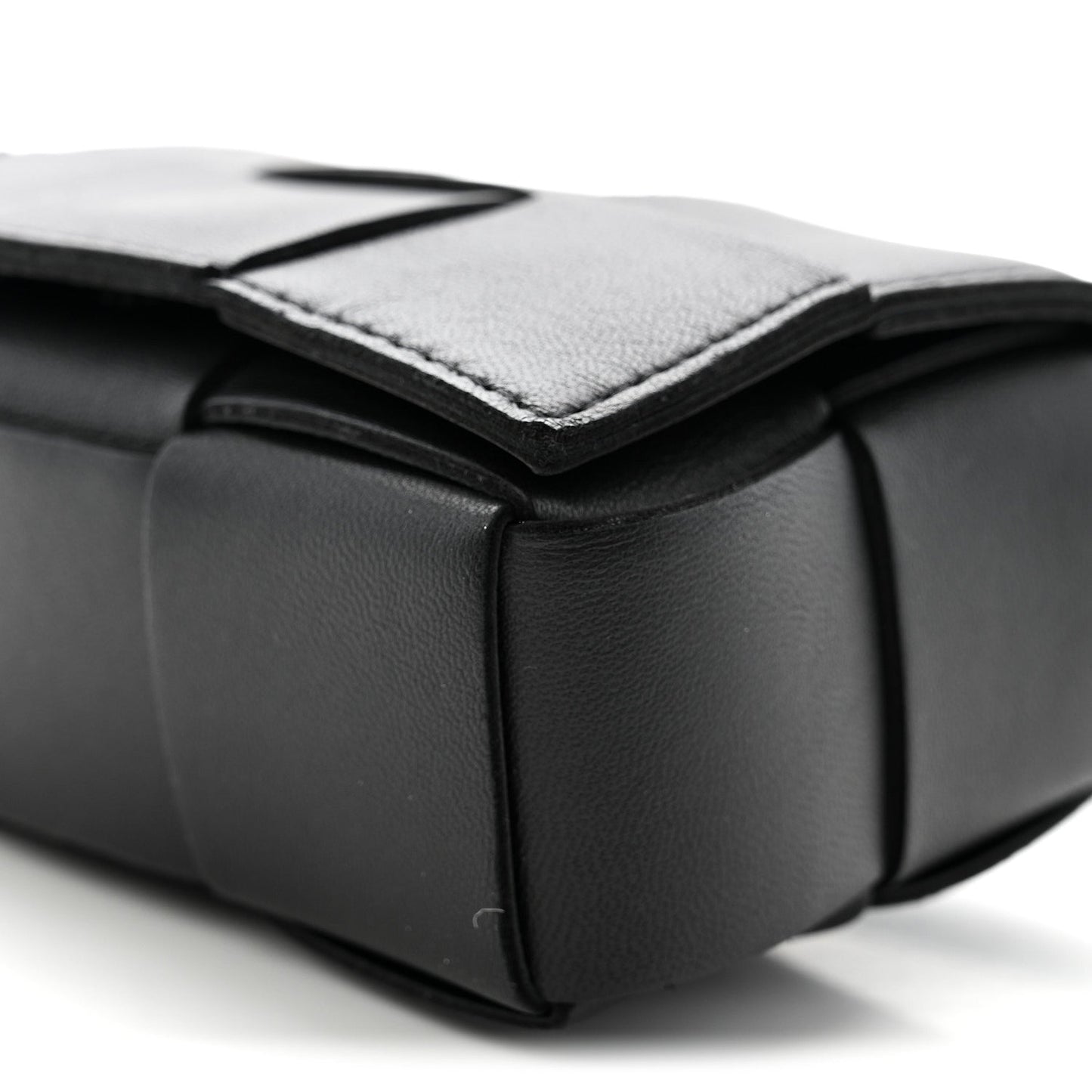 Lambskin Maxi Intrecciato Extra Mini Cassette Crossbody Bag Black