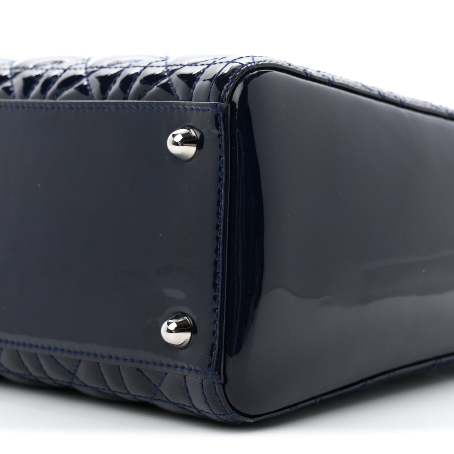 Patent Cannage Large Lady Dior Navy Blue