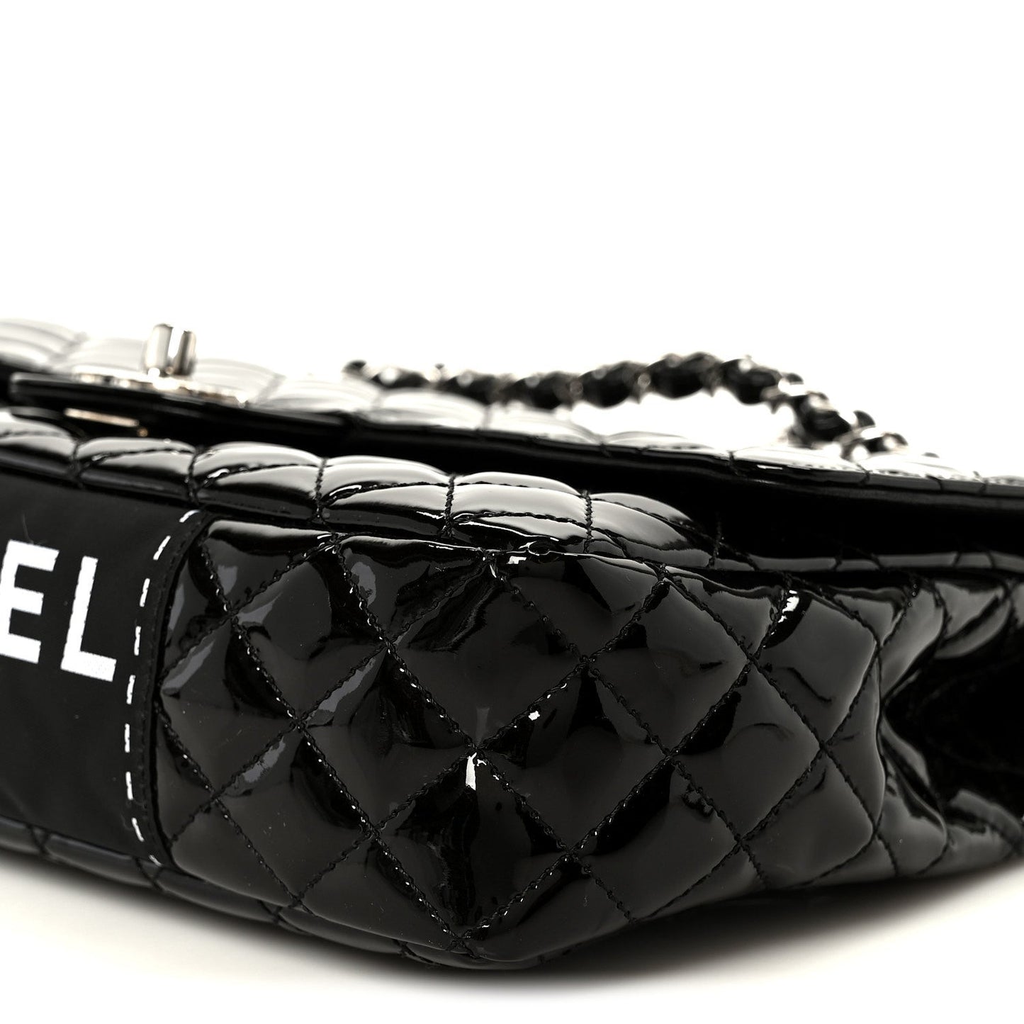 Patent Quilted Secret Label Medium Flap Black