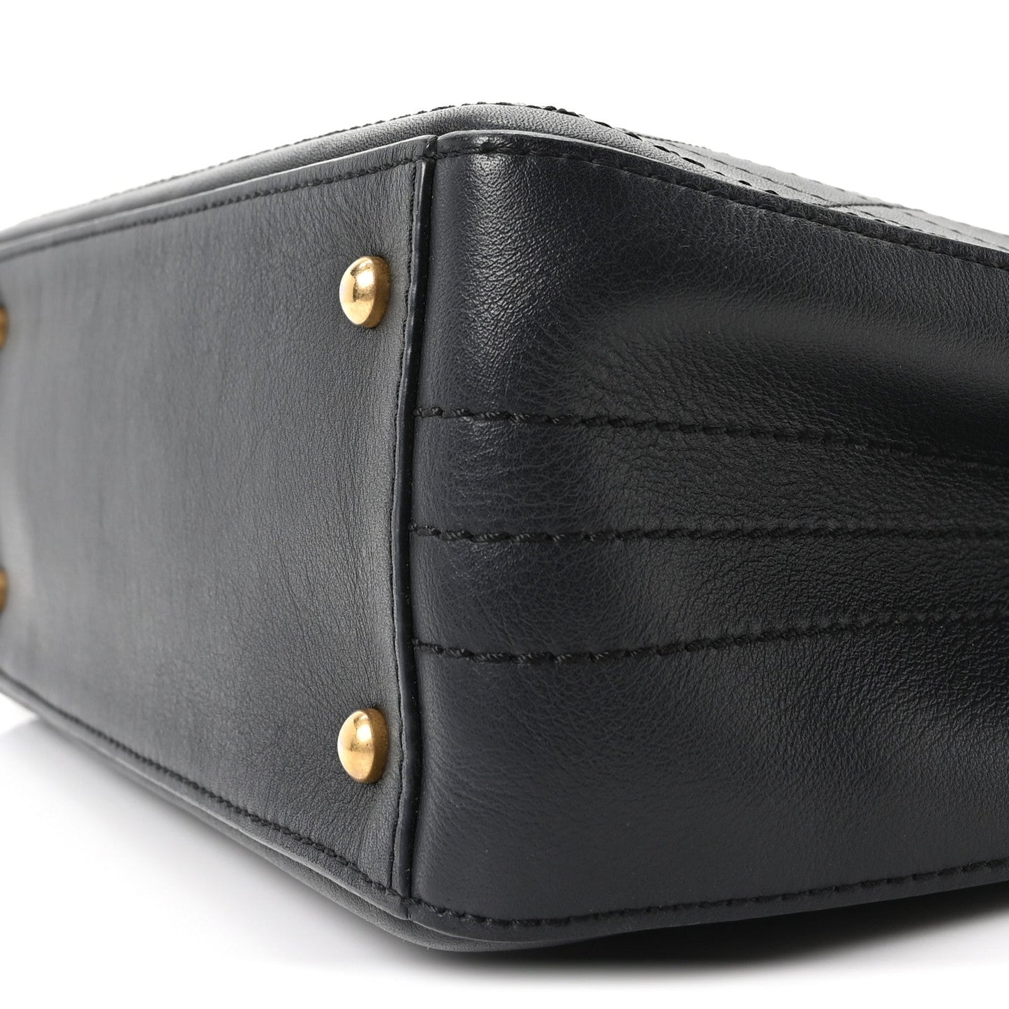 Bullskin Stitched Bi-Color Medium Shopping Tote Black