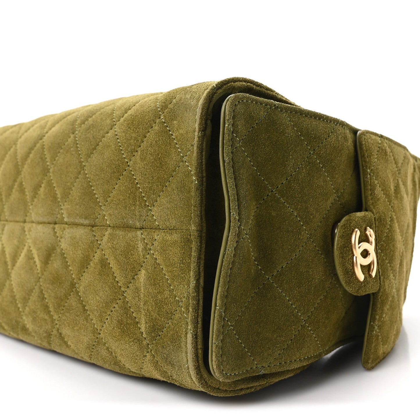 Suede Quilted Small Chanel 25 Handbag Khaki
