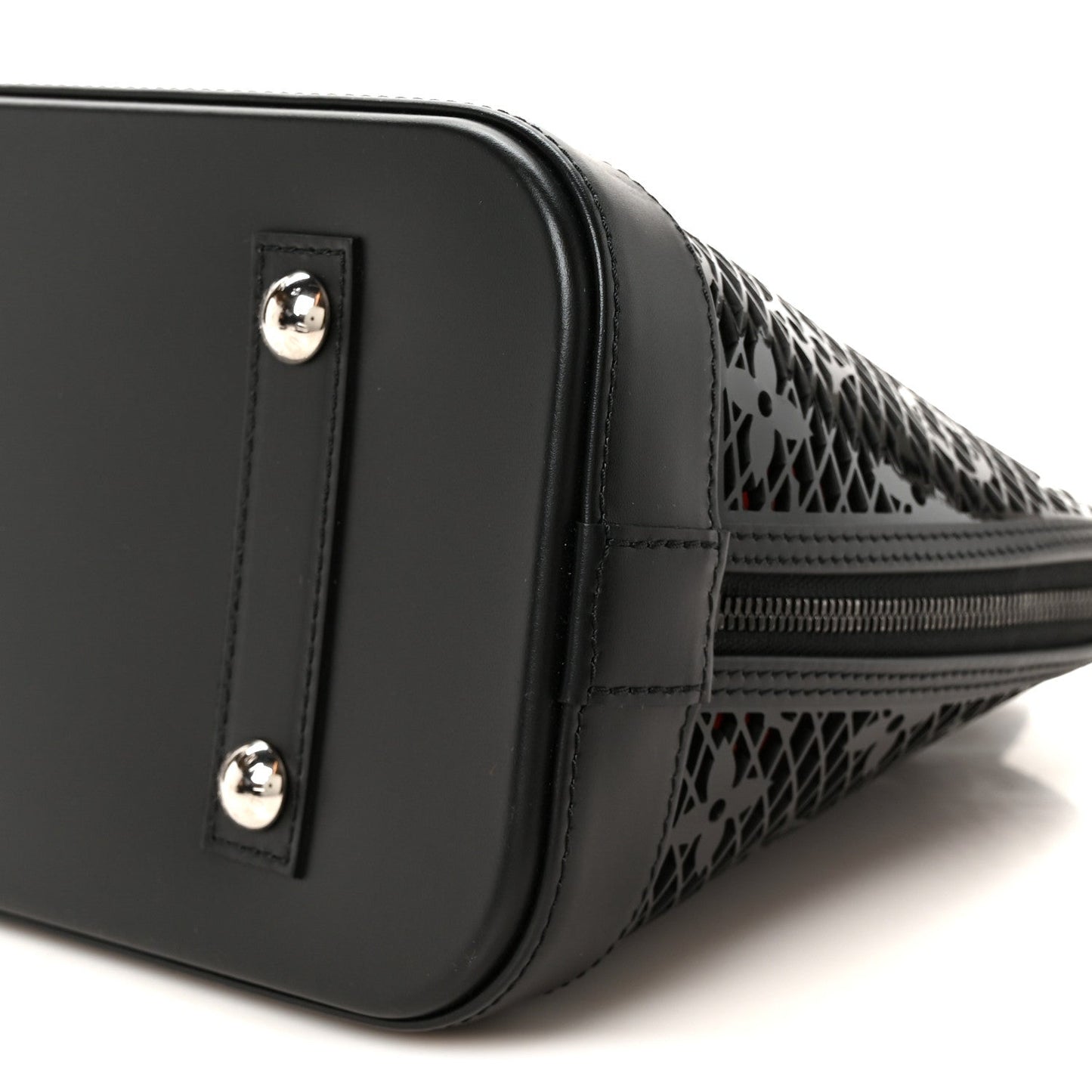 Patent Calfskin Laced Monogram Alma PM Black
