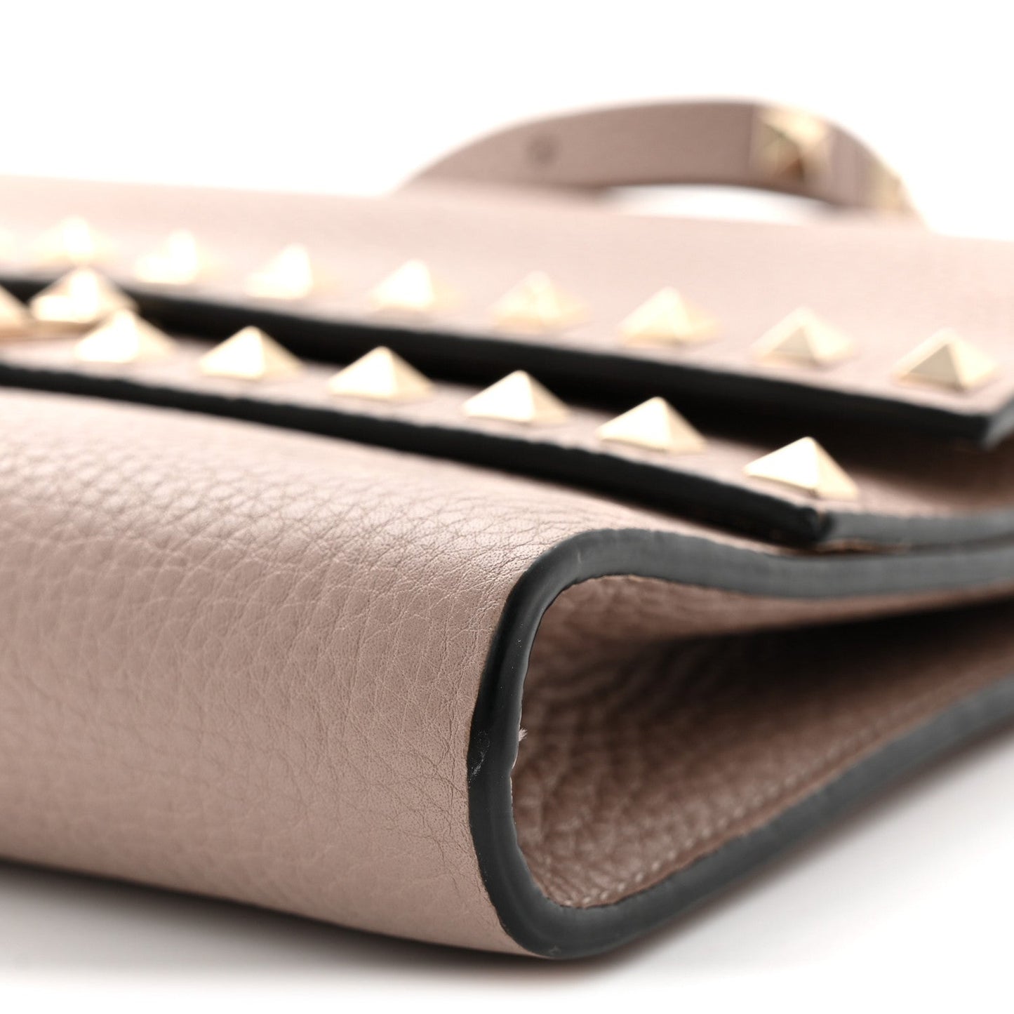 Grainy Calfskin Rockstud Double Flap Crossbody Bag Poudre