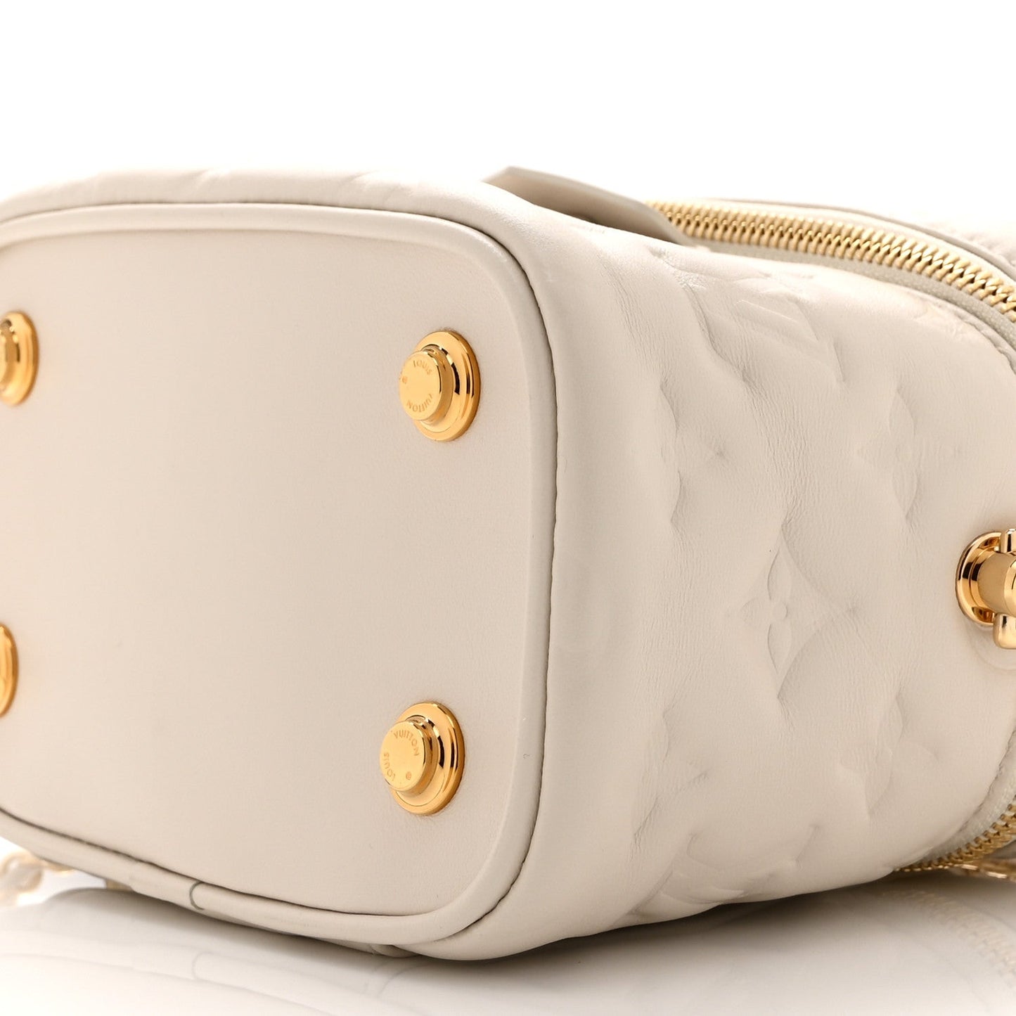 Lambskin Embossed Monogram Coussin Vanity PM Cream