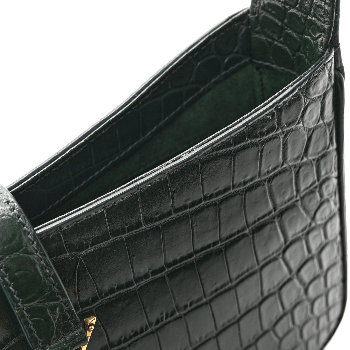 Calfskin Crocodile Embossed LE 5 A 7 Hobo Vert Fonce