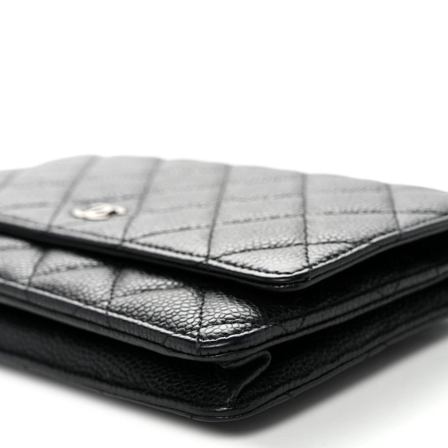 Caviar Quilted Wallet on Chain WOC Black