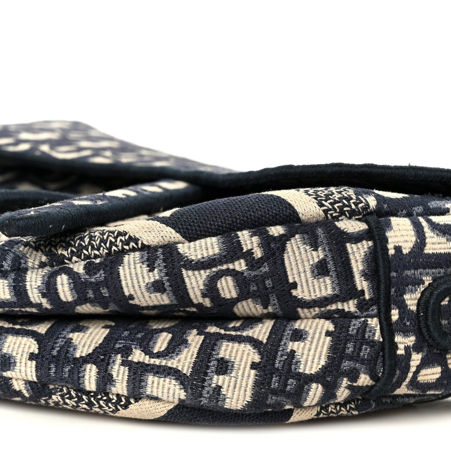 Oblique Embroidered Saddle Bag Blue