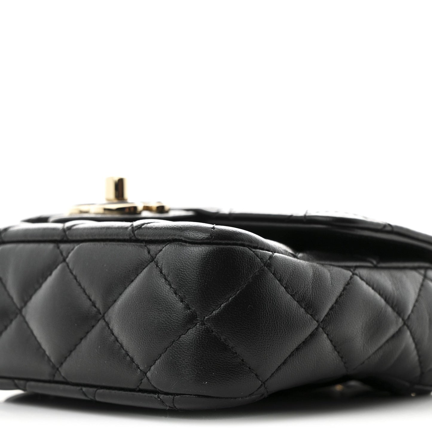 Lambskin Resin Quilted Mini Heart Square Flap Black