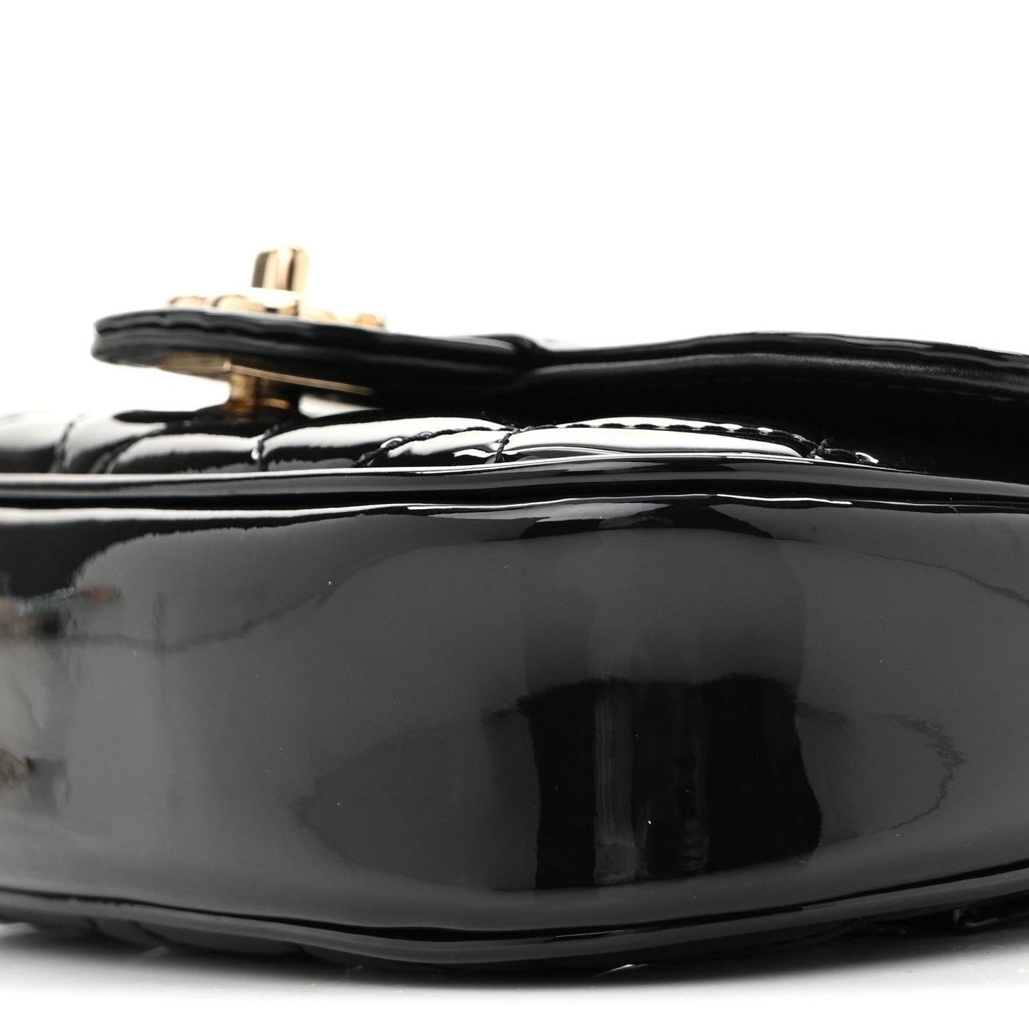 Patent Calfskin Quilted Mini Clutch Black