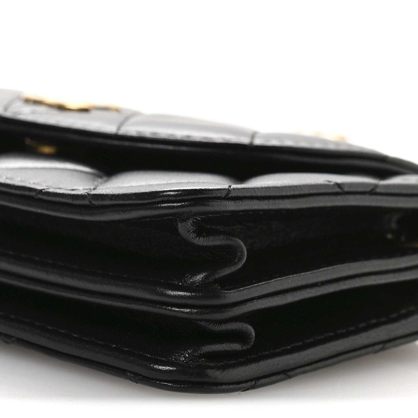 Lambskin Quilted Phone Holder Flap Black