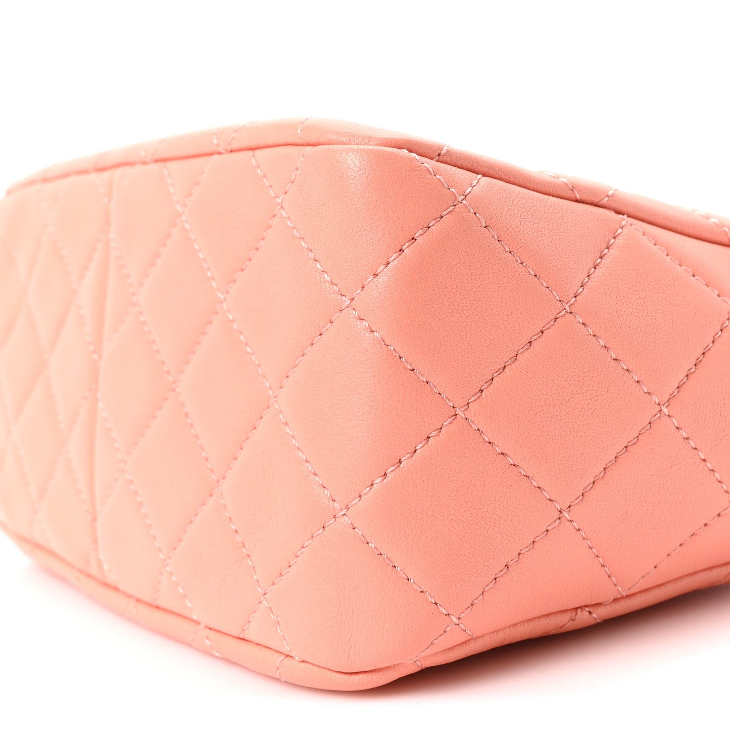 Lambskin Quilted Small Pearl Crush Hobo Coral