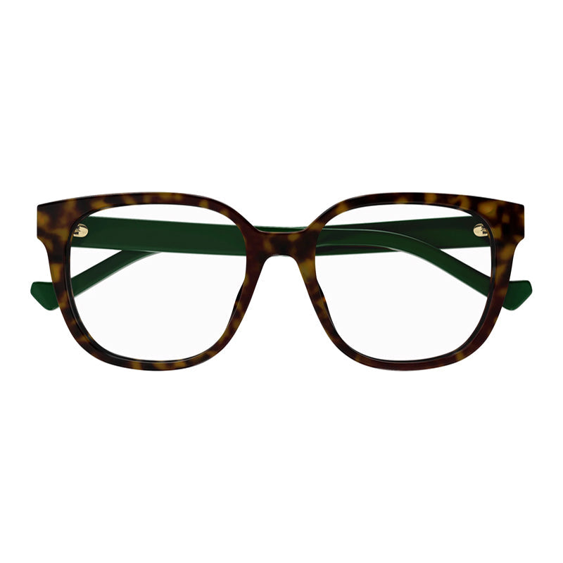 Gucci Eyeglasses Square Full Rim, Dark Havana Frame and Clear Demo Lenses Lens GG1305OA002