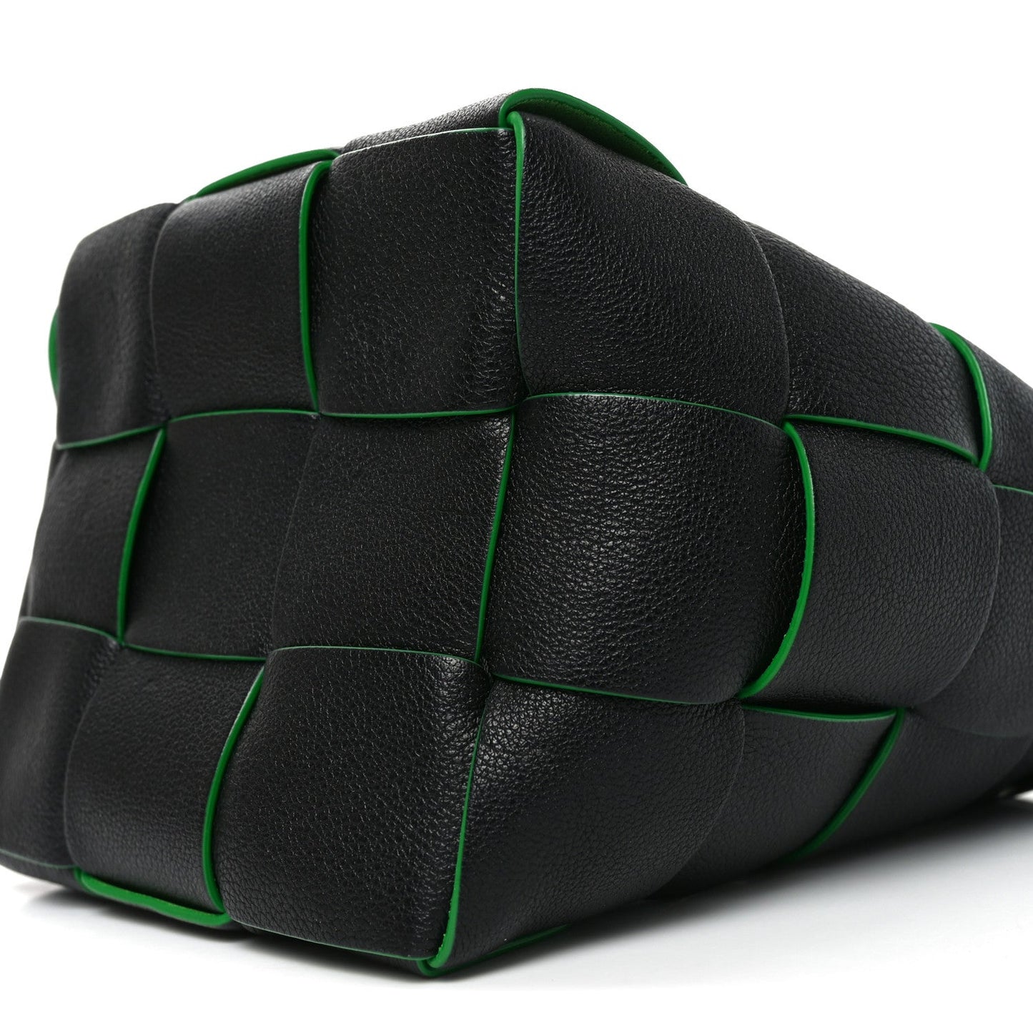Nappa Maxi Intrecciato Mini Cassette Bucket Bag Black Parakeet