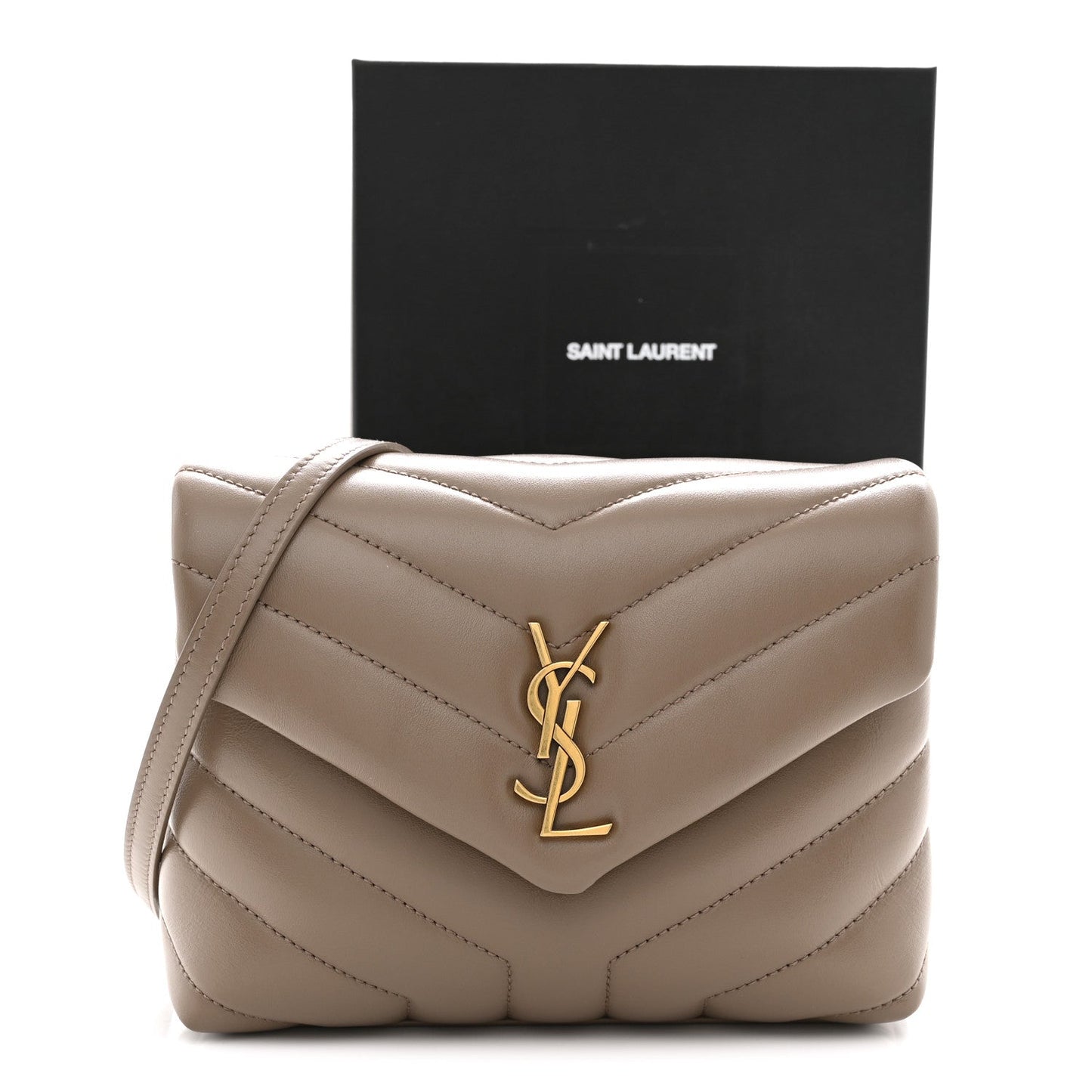 Calfskin Y Quilted Monogram Toy Loulou Crossbody Bag Taupe