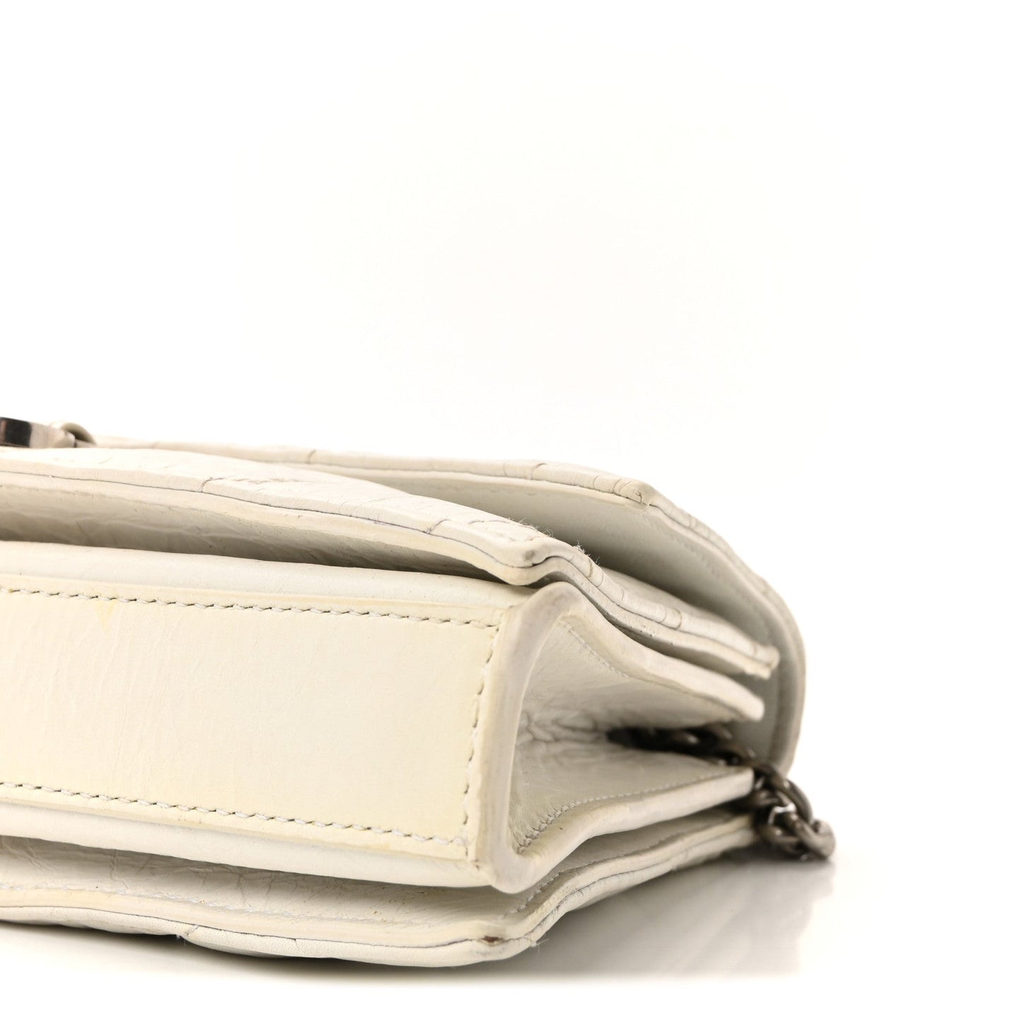 Crushed Calfskin Quilted XS Crush Chain Bag Optic White
