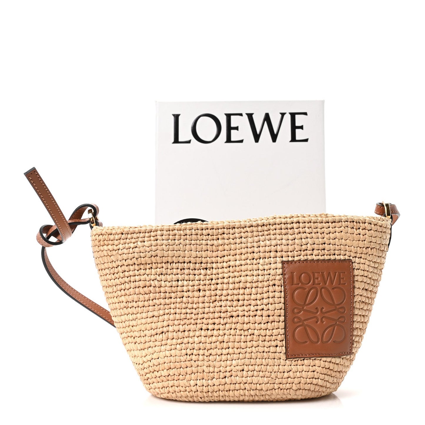 Calfskin Raffia Slit Pochette Bag Natural Tan
