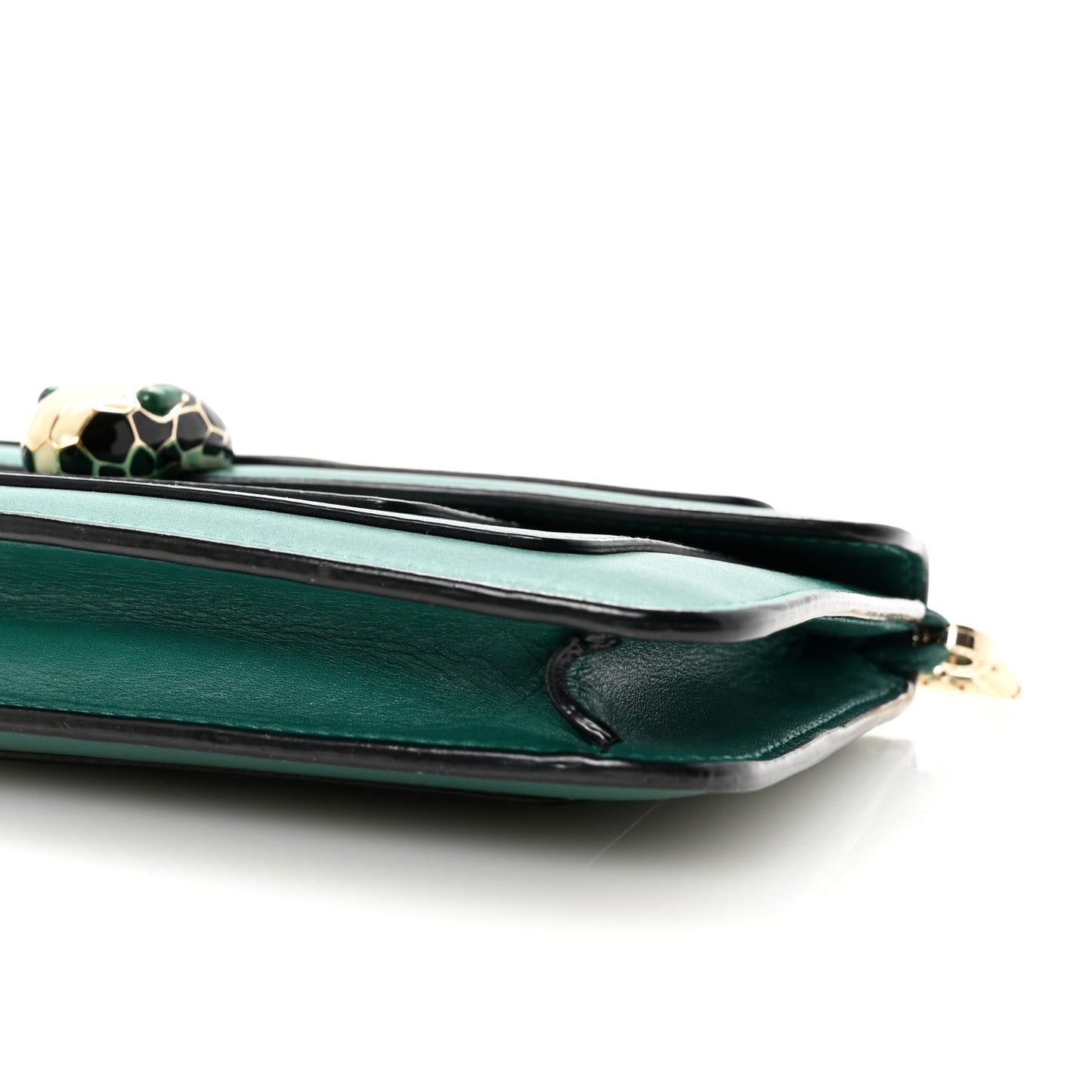 Calfskin Serpenti Forever Flap Clutch Emerald Green