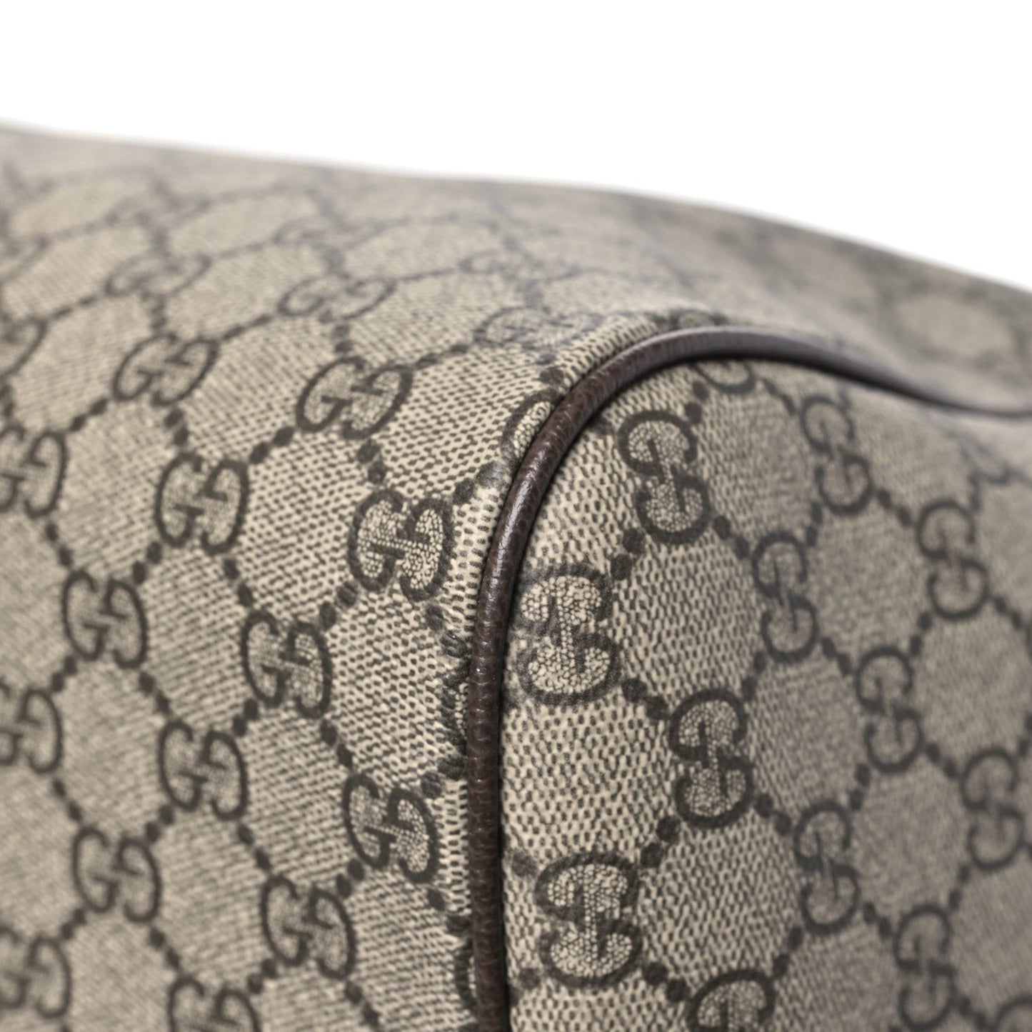 GG Supreme Monogram Textured Dollar Calfskin Web Medium Savoy Duffle Bag Beige Dark Brown