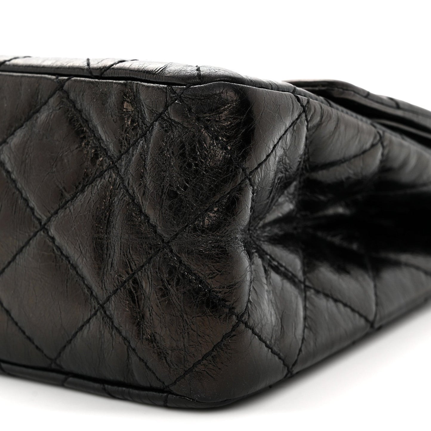 Metallic Aged Calfskin Quilted 2.55 Reissue 227 Flap Black