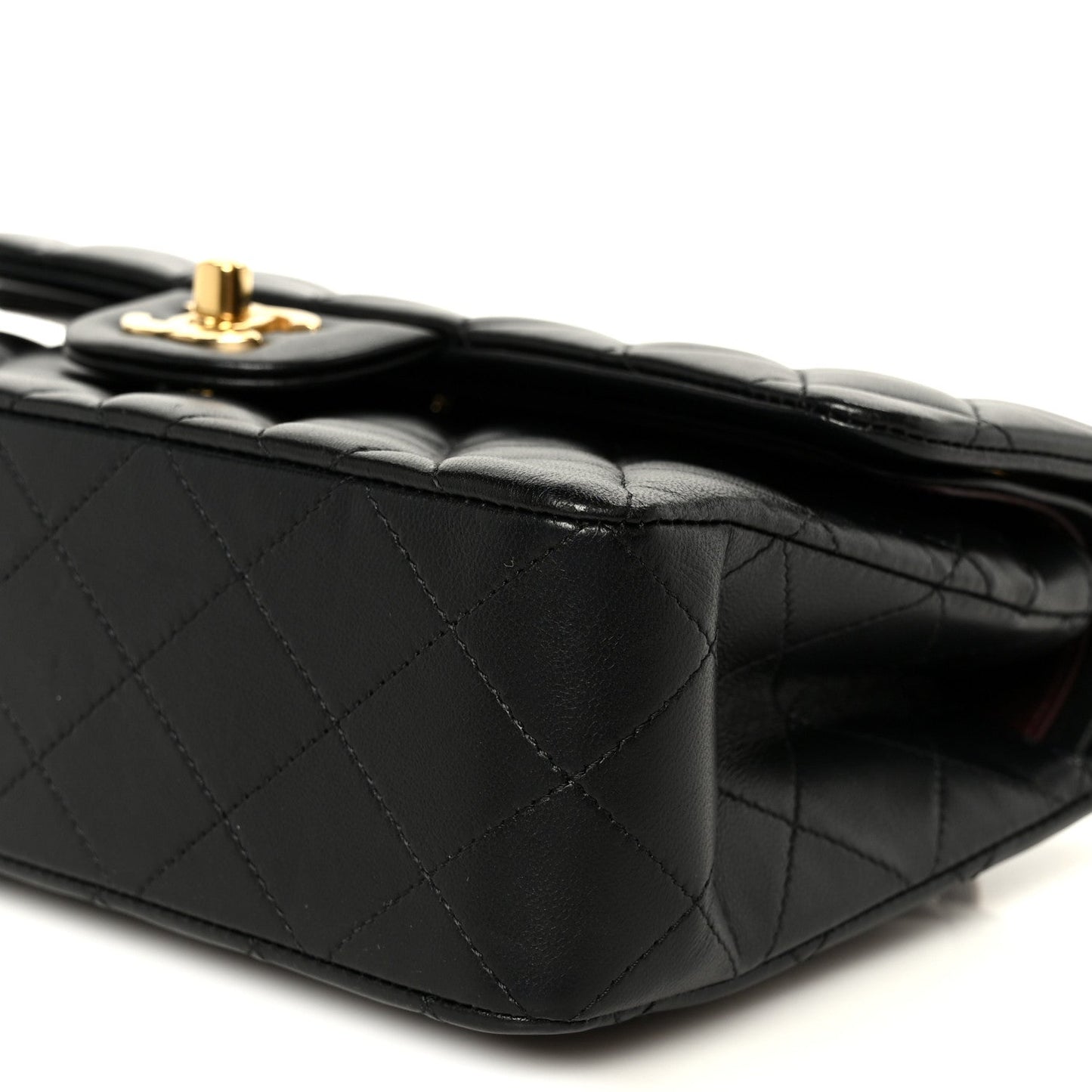 Lambskin Quilted Small Double Flap Black