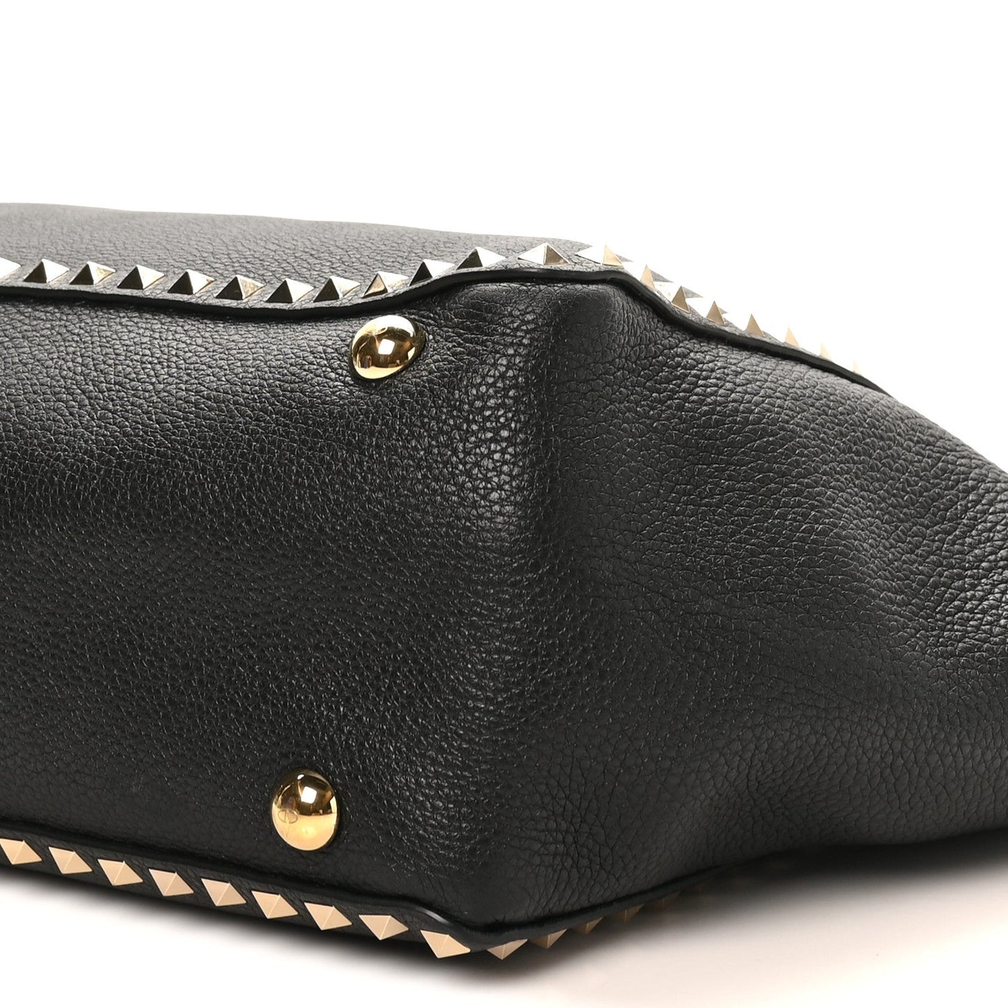 Pebbled Calfskin Medium Rockstud Tote Black