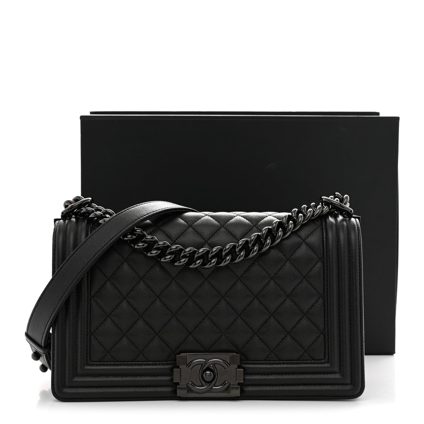 Caviar Quilted Medium Boy Flap So Black