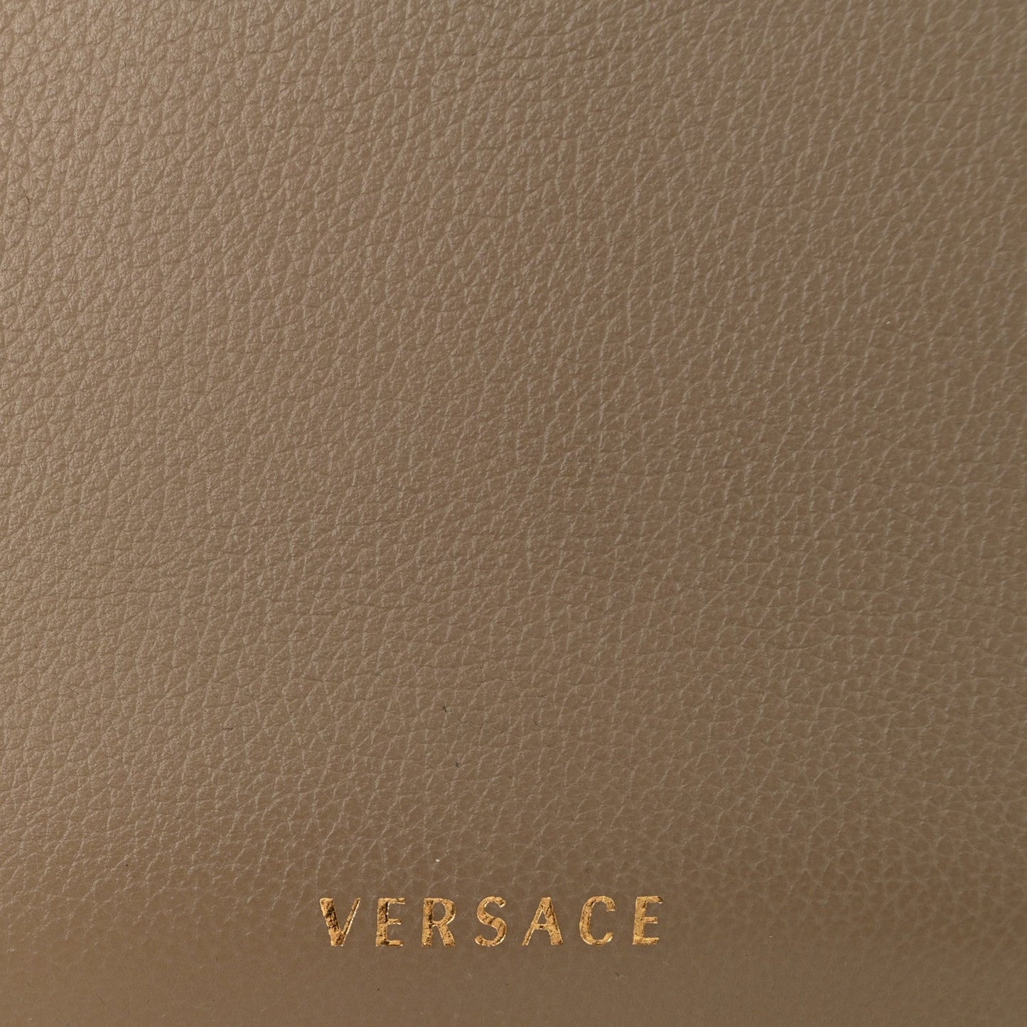Grained Calfskin La Medusa Flap Shoulder Bag Taupe