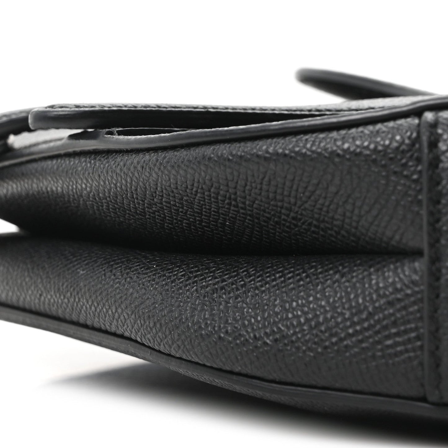 Grained Calfskin Mini Saddle Bag With Strap Black