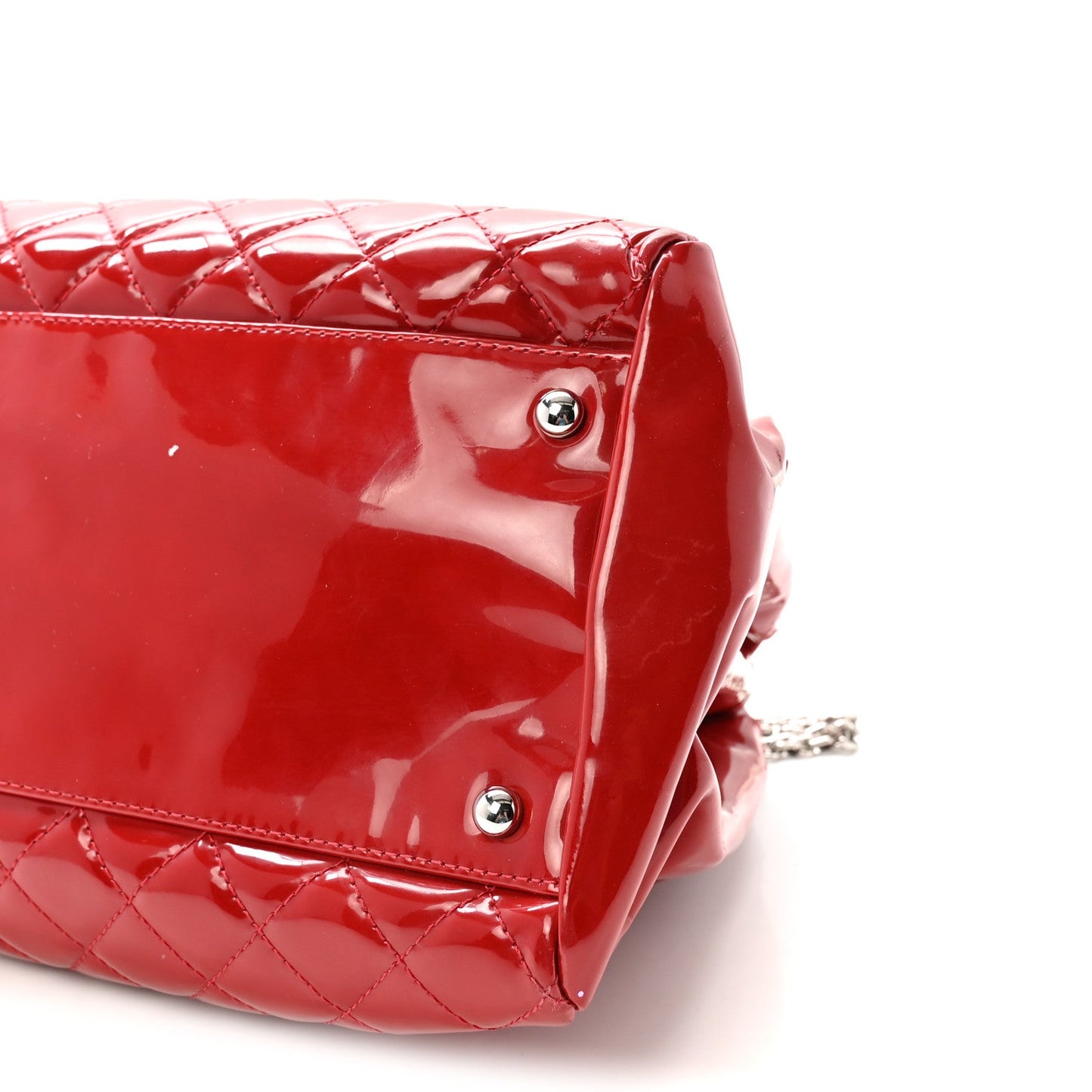 Patent Quilted Large Just Mademoiselle Bowling Bag Red
