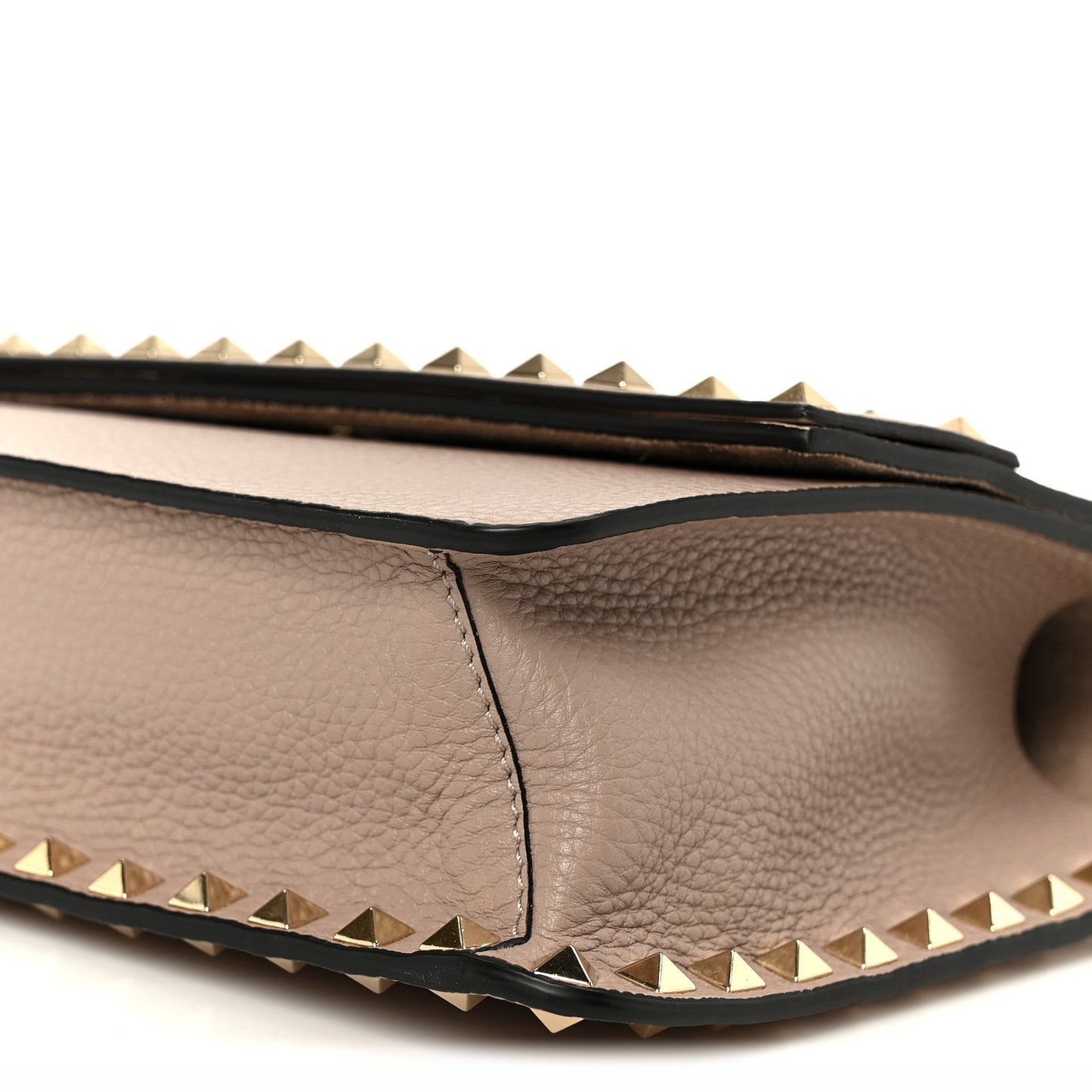 Pebbled Calfskin Rockstud Side Slip Crossbody Poudre