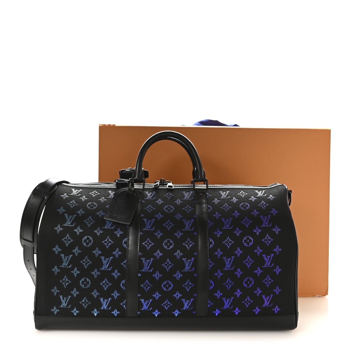 Jacquard Monogram Light Up Keepall Bandouliere 50 Black