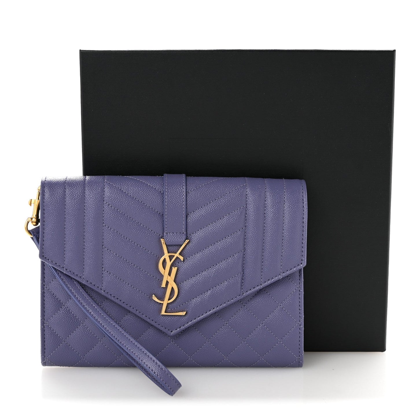 Grain De Poudre Textured Mixed Matelasse Triquilt Monogram Clutch Dark Wisteria