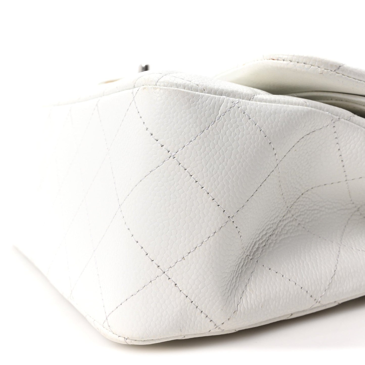 Caviar Quilted Jumbo Double Flap White
