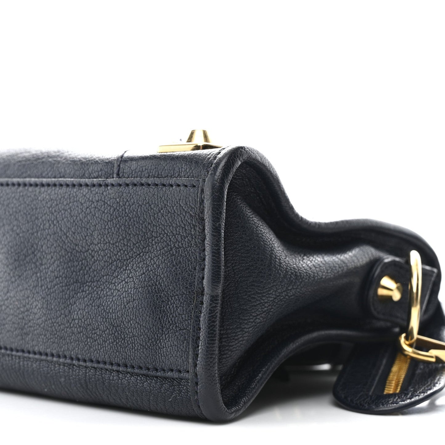 Chevre Gold Metallic Edge Hardware Mini City Bleu Nuit Dark Sea