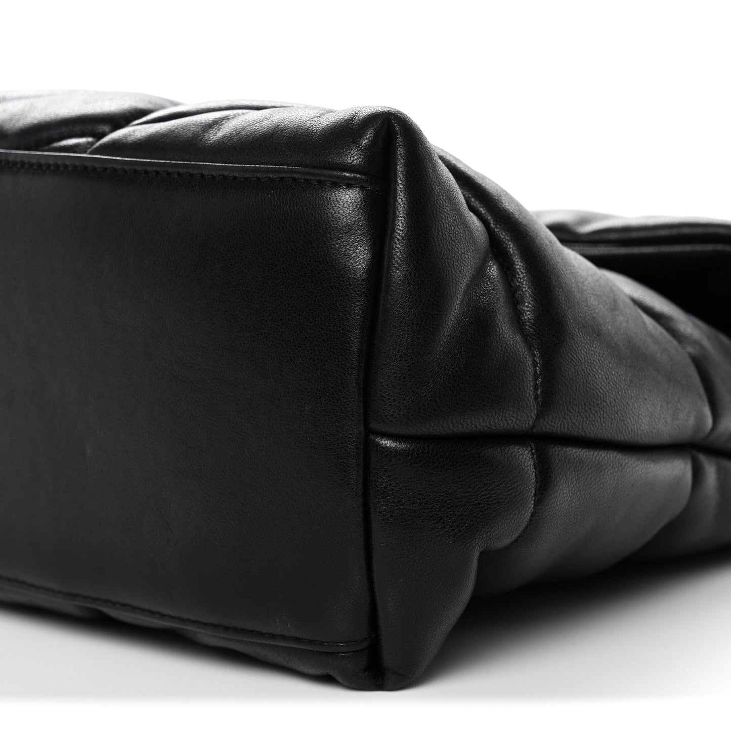 Lambskin Quilted Medium Loulou Puffer Monogram Chain Satchel Black