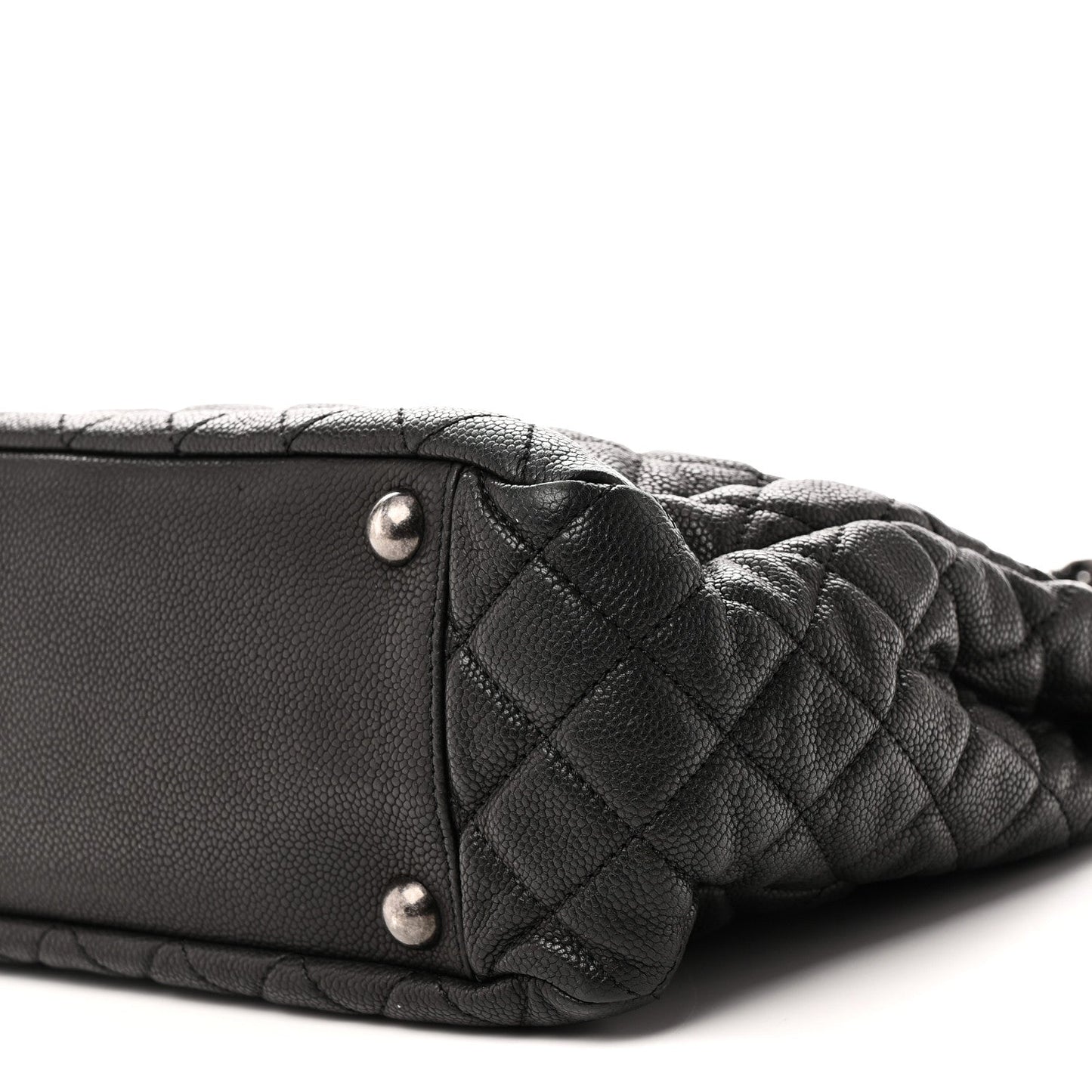 Caviar Quilted Shopping Tote Black