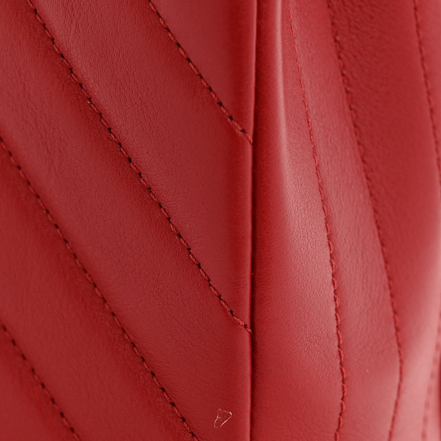 Calfskin Chevron Quilted Large Statement Flap Red