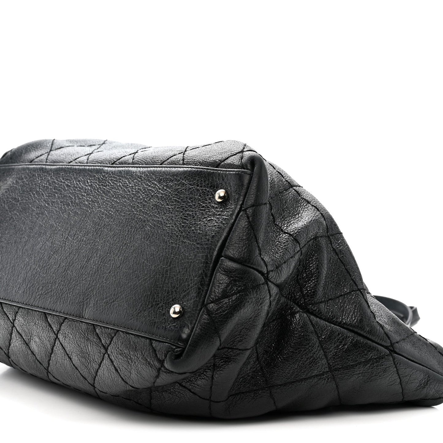 Glazed Calfskin Large On The Road Tote Black