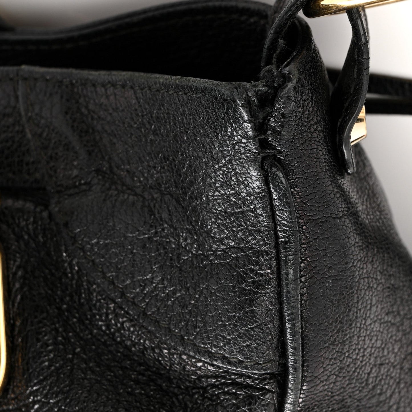 Chevre Gold Metallic Edge Hardware Velo Black