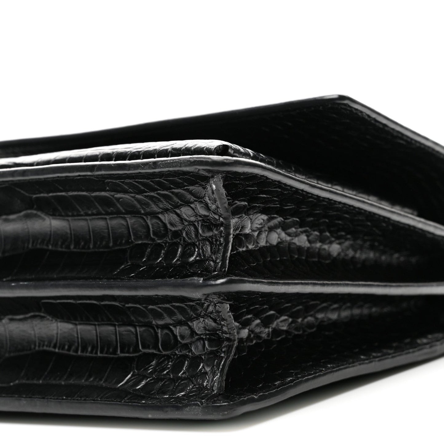 Calfskin Crocodile Embossed Medium Monochrome Monogram Sunset Black