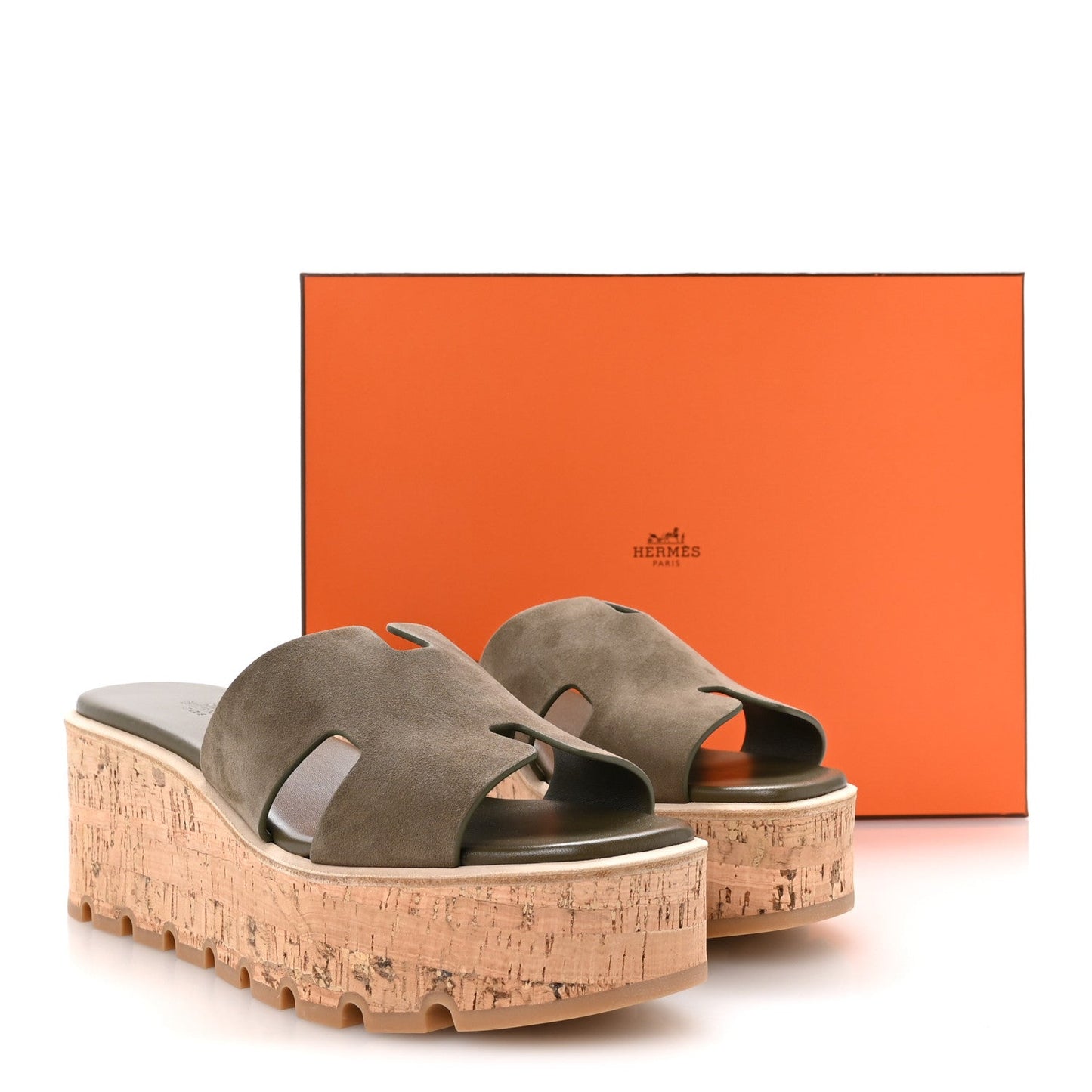 Suede Goatskin Cork Eze 30 Sandals 40 Vert Toundra