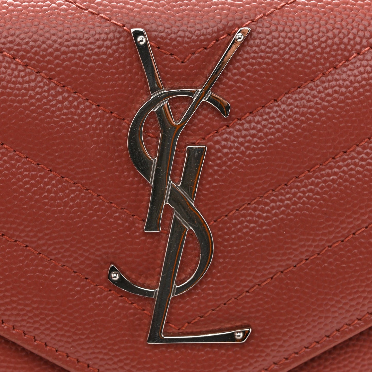 Grain De Poudre Matelasse Chevron Small Monogram Chain Wallet Blush Fonce