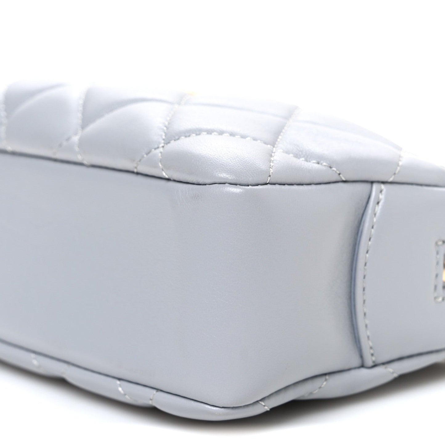 Lambskin Quilted Mini Camera Case Grey