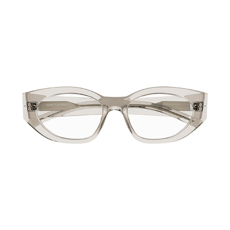 Saint Laurent Eyeglasses Cat Eye Full Rim, Transparent Grey Frame and Clear Demo Lens Lens SL638OPT004