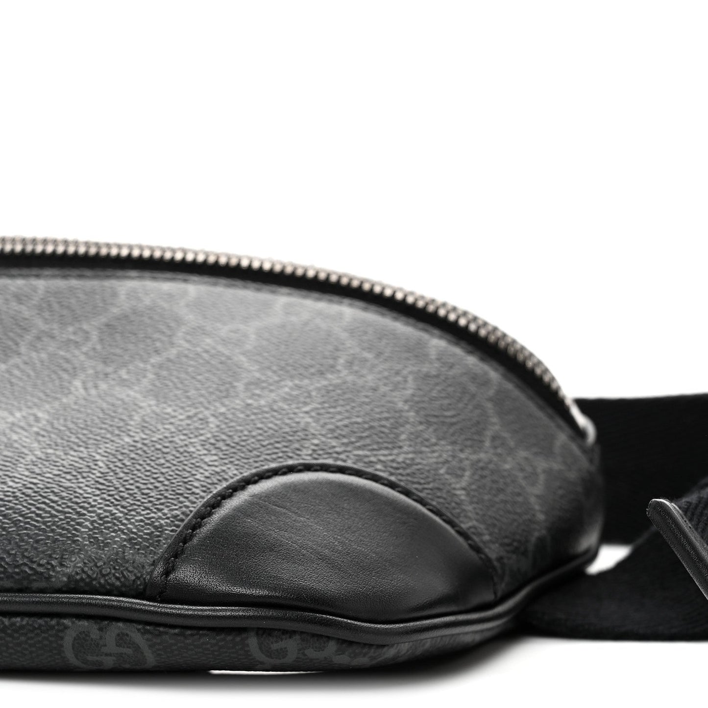 GG Supreme Monogram Emblem Calfskin Small Belt Bag Black Grey