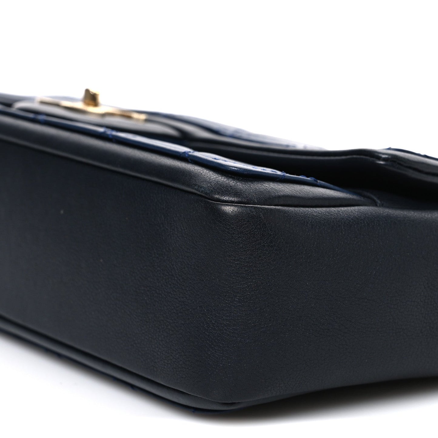 Calfskin Quilted Medium Graphic Flap Blue Black