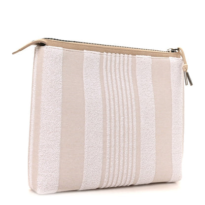 Canvas Terry Striped Travel Pouch Ivory